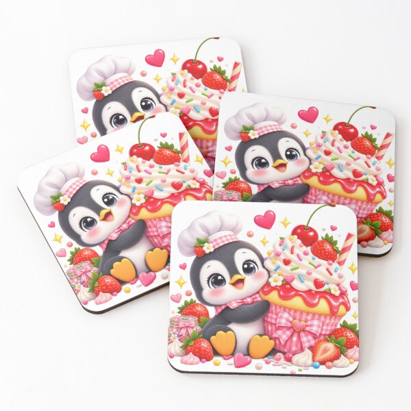 Item preview, Cute Baker Penguin Strawberry Cupcake designed and sold by jgvisualarts.