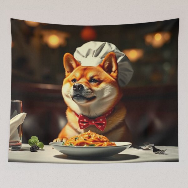 Item preview, This Dog Is Me Shiba Inu Chef Eating Pasta T-Shirt - Funny Foodie Dog Gift designed and sold by Fenomena Designs.