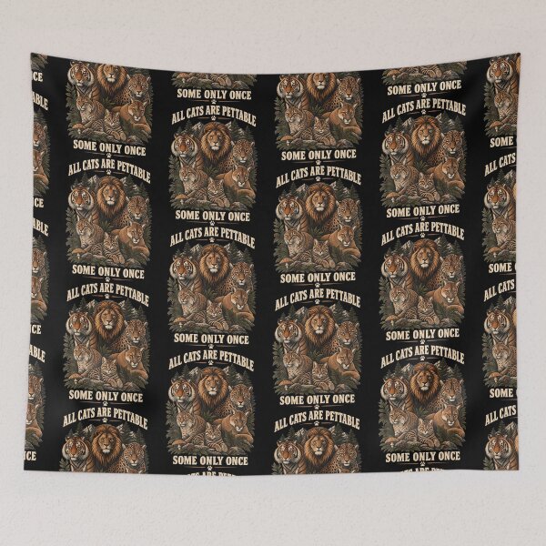 Item preview, All Cats Are Pettable Some Only Once Wild Cat Vintage Design designed and sold by Eat-Apples.