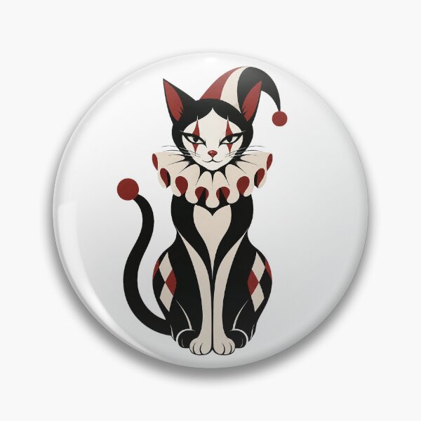 Item preview, Harlequin Cat – Elegant Jester Feline in Red Black & Ivory designed and sold by zzz888.