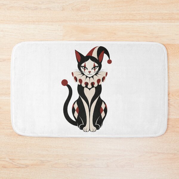 Item preview, Harlequin Cat – Elegant Jester Feline in Red Black & Ivory designed and sold by zzz888.