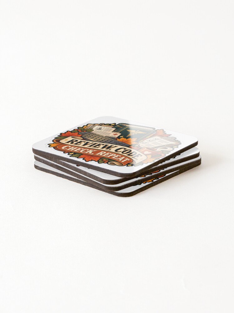 Thumbnail 4 of 5, Coasters (Set of 4), Review, Code, Check, Repeat Medical Coder designed and sold by supertae.