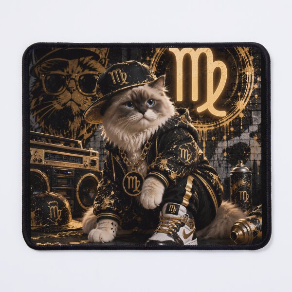 Item preview, Virgo Cat Zodiac Gold Hip Hop Streetwear designed and sold by Soluna Studio.