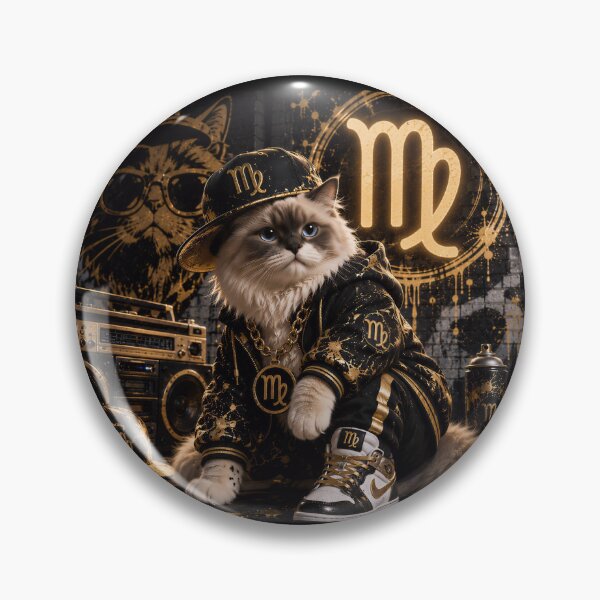 Item preview, Virgo Cat Zodiac Gold Hip Hop Streetwear designed and sold by Soluna Studio.