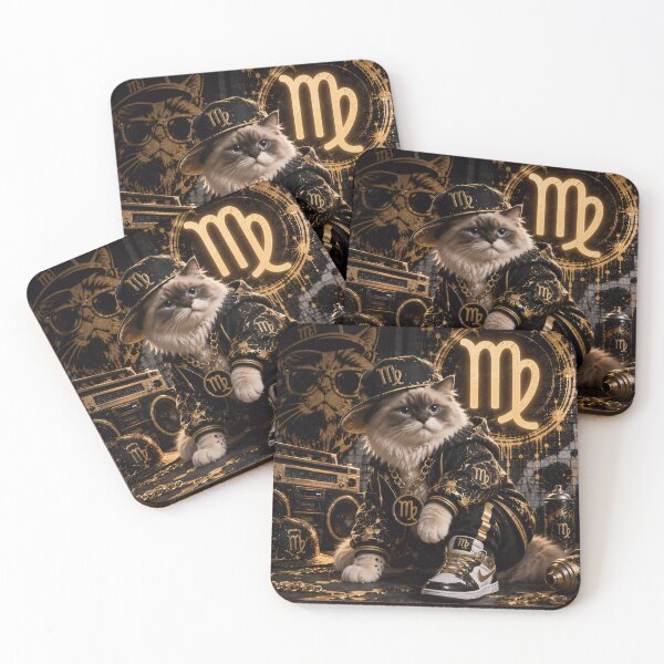 Item preview, Virgo Cat Zodiac Gold Hip Hop Streetwear designed and sold by Soluna Studio.