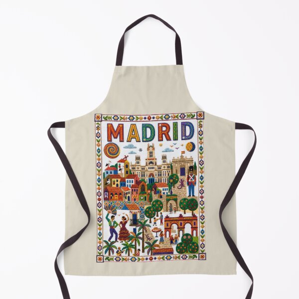 Item preview, Madrid Spain Embroidered Travel Art - Cybele Palace & Puerta de Alcala Stitched Poster designed and sold by Witsprings.