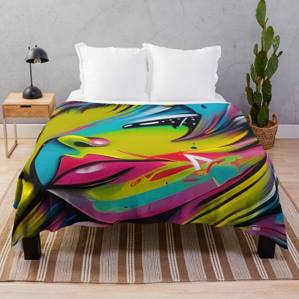 Item preview, Neon Lime & Magenta Portrait - Urban Pop Graffiti Mural | 027 designed and sold by City Graffix Design Co..