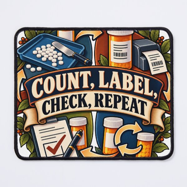 Item preview, Count, Label, Check, Repeat Pharmacy Tech designed and sold by supertae.