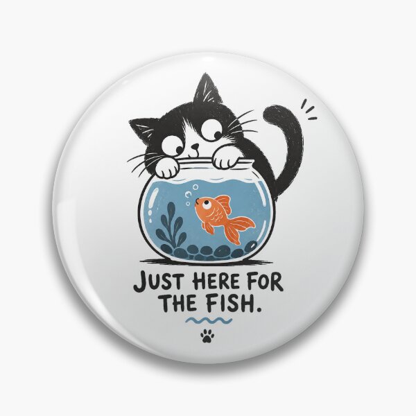 Item preview, Just Here for the Fish – Curious Cat and Goldfish Humor designed and sold by zzz888.