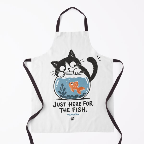 Item preview, Just Here for the Fish – Curious Cat and Goldfish Humor designed and sold by zzz888.