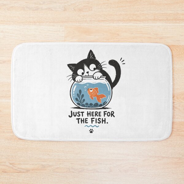 Item preview, Just Here for the Fish – Curious Cat and Goldfish Humor designed and sold by zzz888.