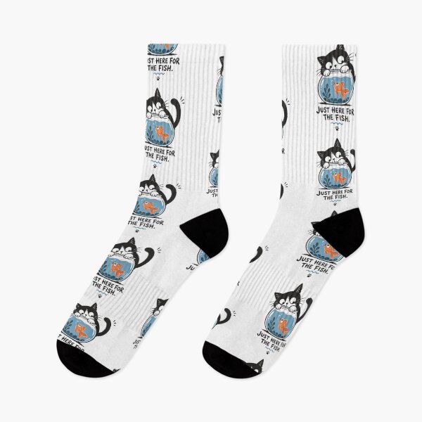 Item preview, Just Here for the Fish – Curious Cat and Goldfish Humor designed and sold by zzz888.