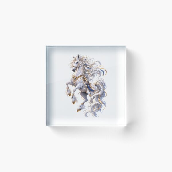 Item preview, White celestial horse with golden ornaments designed and sold by Hassine-Art.
