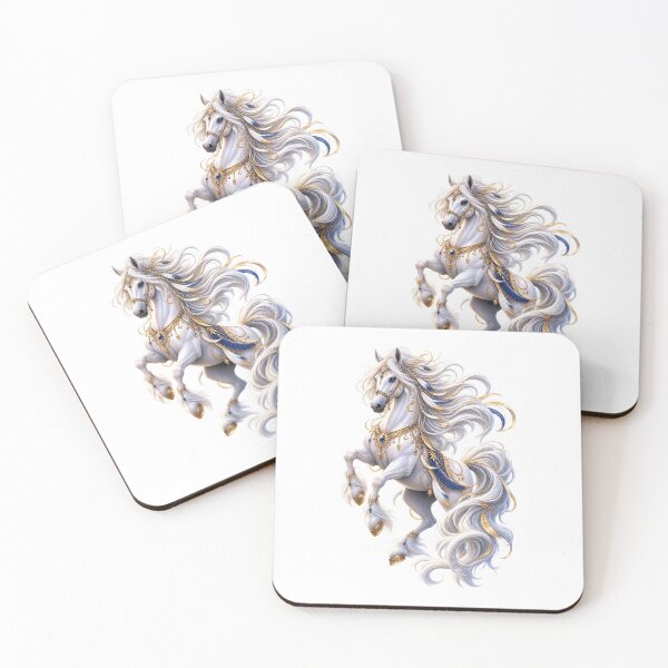 Item preview, White celestial horse with golden ornaments designed and sold by Hassine-Art.