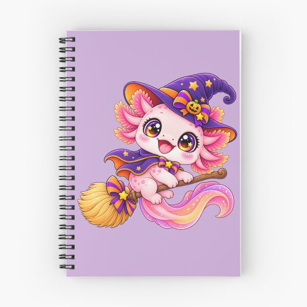 Item preview, Kawaii Axolotl on Broomstick Sticker Art – Cute Chibi Halloween Illustration designed and sold by MagicMakerPh.