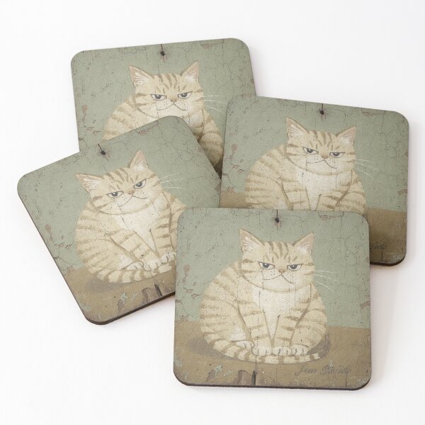 Item preview, Grumpy Cream Tabby Folk Cat designed and sold by PictorialWhimsy.