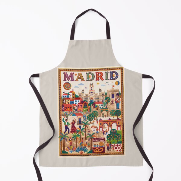 Item preview, Madrid Spain Vintage Embroidered Travel Art - Cybele Palace & Puerta de Alcala Stitched Poster designed and sold by Witsprings.