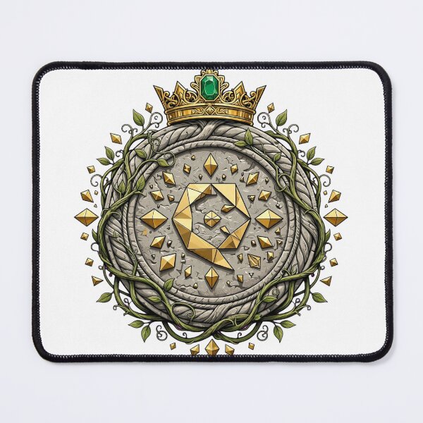 Item preview, Majestic Stone Prosperity Emblem With Golden Crown And Vines designed and sold by VYBE DARK Studio.
