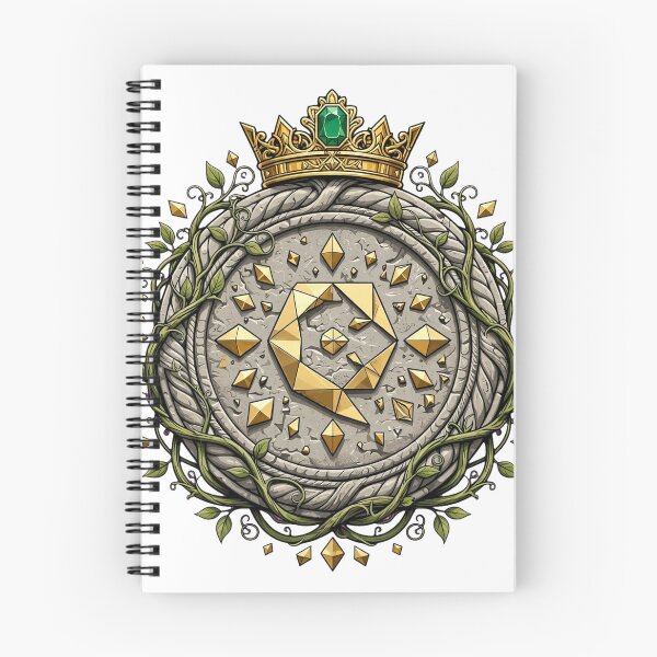 Item preview, Majestic Stone Prosperity Emblem With Golden Crown And Vines designed and sold by VYBE DARK Studio.