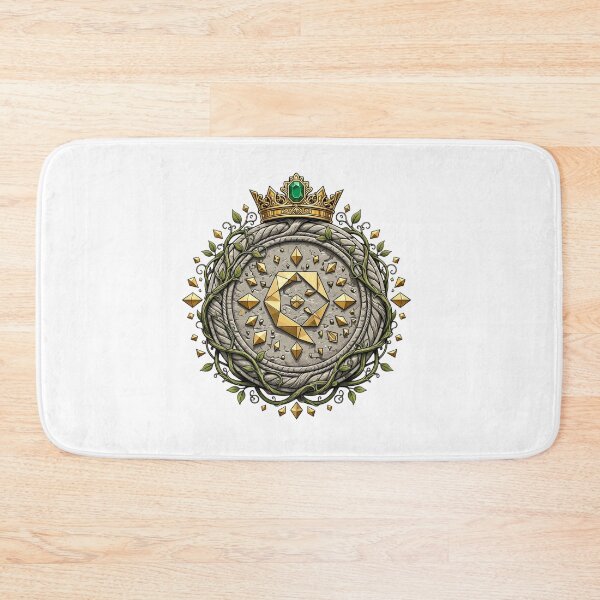 Item preview, Majestic Stone Prosperity Emblem With Golden Crown And Vines designed and sold by VYBE DARK Studio.