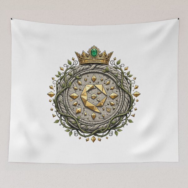 Item preview, Majestic Stone Prosperity Emblem With Golden Crown And Vines designed and sold by LunaGlow Studio.