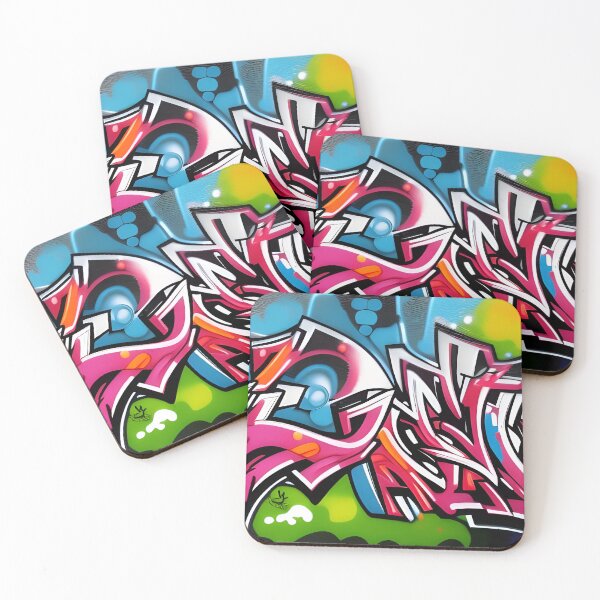 Item preview, White & Magenta Wildstyle - Cyan Street Art Mural | 020 designed and sold by City Graffix Design Co..