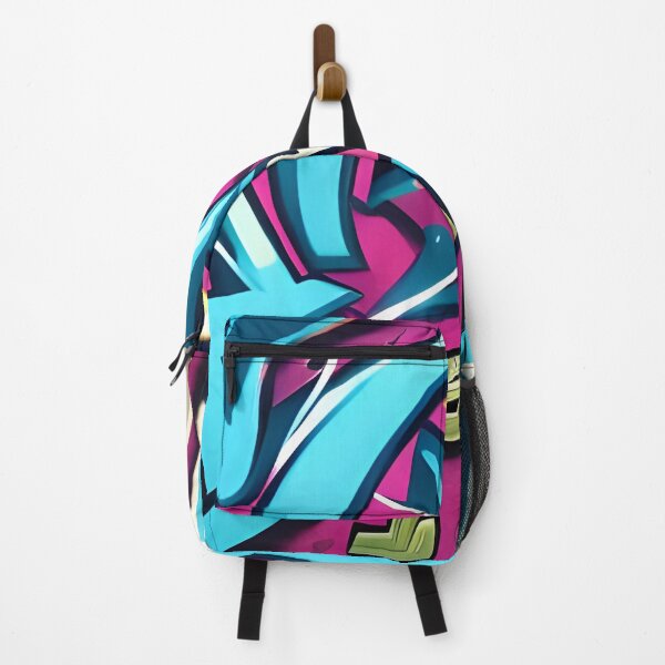 Item preview, Cyan Blue & Magenta Wildstyle - Glowing Orange Street Mural | 018 designed and sold by City Graffix Design Co..