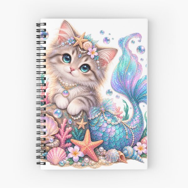 Item preview, Fantasy Mermaid Kitten Seashell Illustration designed and sold by jgvisualarts.