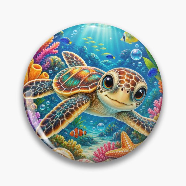 Item preview, Sea Turtle Coral Reef Illustration designed and sold by jgvisualarts.
