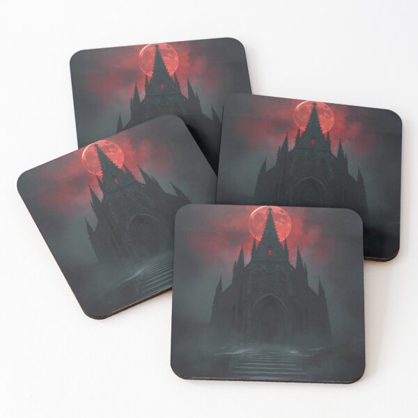 Item preview, Gothic Cathedral Under Blood Moon Horror Art designed and sold by mimikaka.