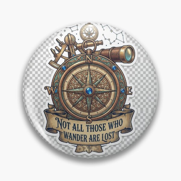 Item preview, Vintage Celestial Compass - Not All Who Wander Are Lost Sticker designed and sold by HookPixelStudio.