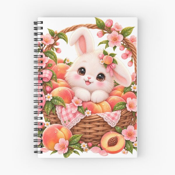 Item preview, Cute Bunny Peach Basket Illustration designed and sold by jgvisualarts.