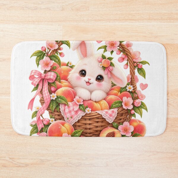 Item preview, Cute Bunny Peach Basket Illustration designed and sold by jgvisualarts.