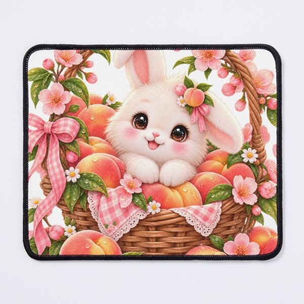 Item preview, Cute Bunny Peach Basket Illustration designed and sold by jgvisualarts.