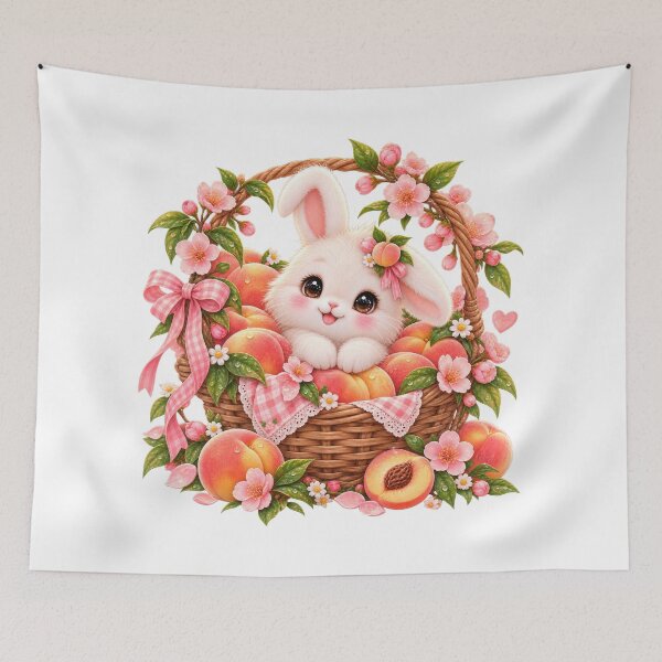 Item preview, Cute Bunny Peach Basket Illustration designed and sold by jgvisualarts.