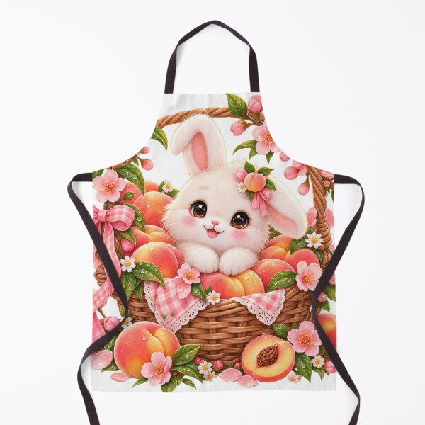 Item preview, Cute Bunny Peach Basket Illustration designed and sold by jgvisualarts.