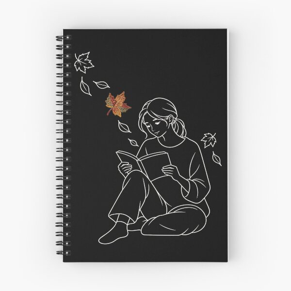 Item preview, Girl Reading a Book with Knitted Autumn Leaf designed and sold by knitcorner26.