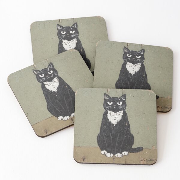 Item preview, Serious Tuxedo Cat Folk Portrait designed and sold by PictorialWhimsy.