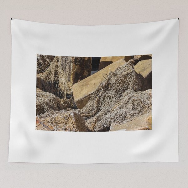Item preview, Tangled Fishing Nets Resting Among Rough Sea Rocks, Weathered and Worn by the Tide designed and sold by Nmallia.