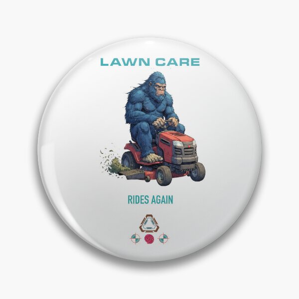 Item preview, Blue Bigfoot Mowing the Lawn Grass Cutting designed and sold by Whimsy Trail Co.