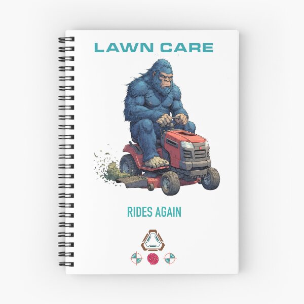 Item preview, Blue Bigfoot Mowing the Lawn Grass Cutting designed and sold by Whimsy Trail Co.