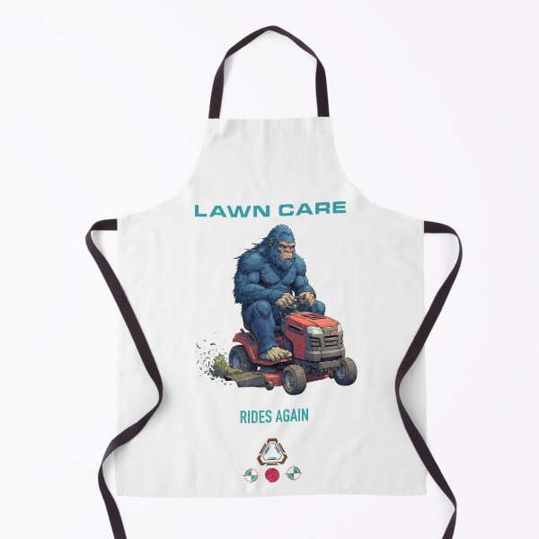 Item preview, Blue Bigfoot Mowing the Lawn Grass Cutting designed and sold by Whimsy Trail Co.