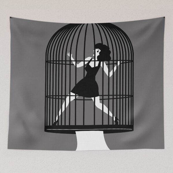 Item preview, woman with a cage inside her head containing a tiny version of herself designed and sold by matintheworld ( delcarmat ).