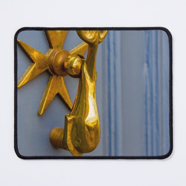 Item preview, Golden Door Handle With Star Backplate On Blue Wooden Door – Close Up Detail designed and sold by Nmallia.