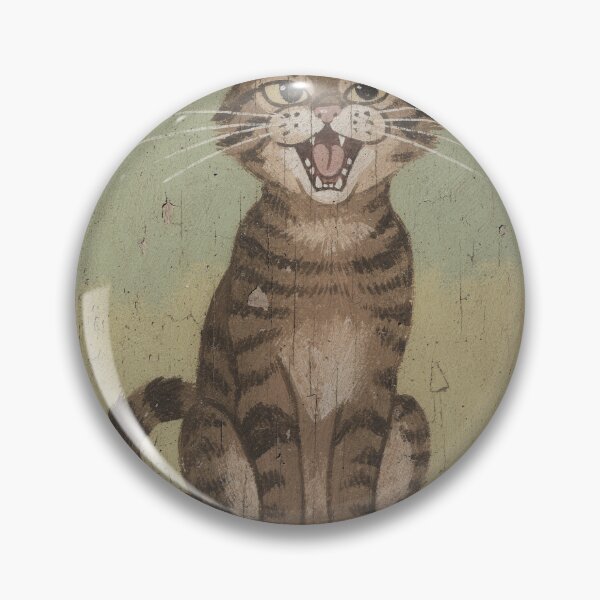 Item preview, Yawning Brown Tabby Folk Cat designed and sold by PictorialWhimsy.