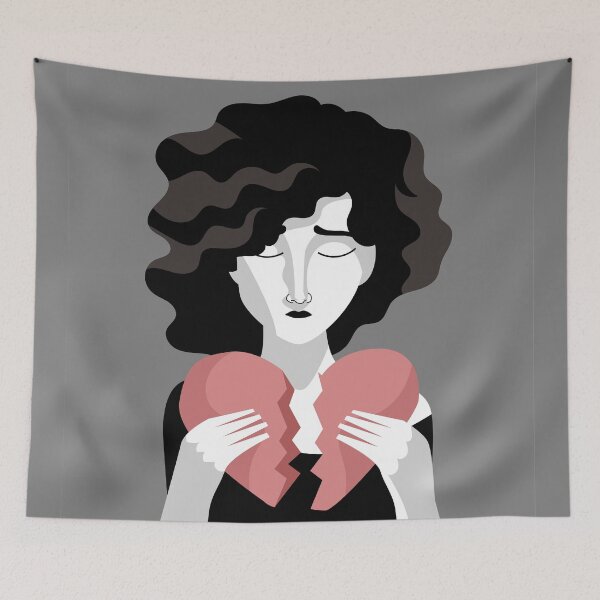 Item preview, woman joining two pieces of a broken heart designed and sold by matintheworld ( delcarmat ).