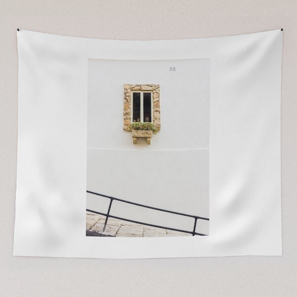 Item preview, White Wall With Stone Window Frame and Planter: Minimal, Quiet Urban Architecture designed and sold by Nmallia.