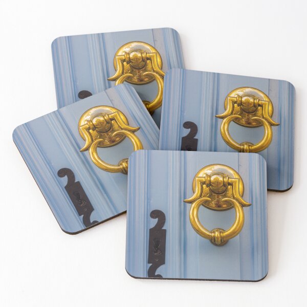 Item preview, Elegant Blue Door With Shiny Gold Knocker And Classic Black Door Number Plate designed and sold by Nmallia.