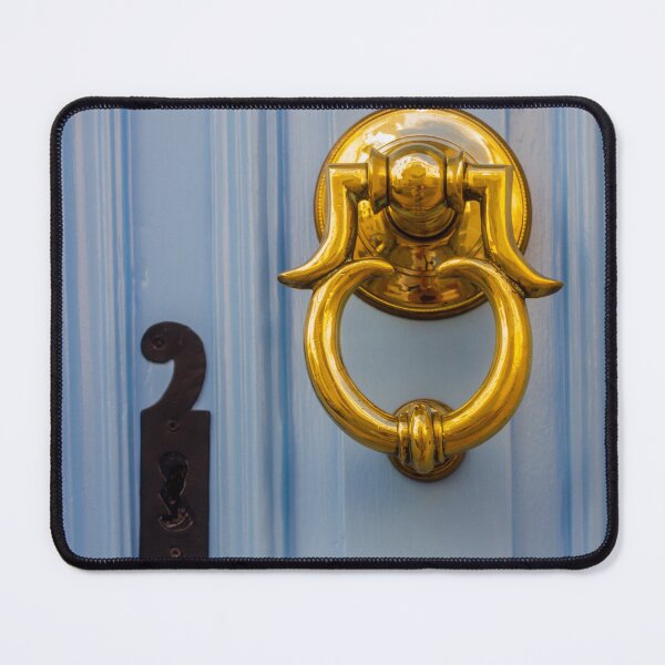 Item preview, Elegant Blue Door With Shiny Gold Knocker And Classic Black Door Number Plate designed and sold by Nmallia.