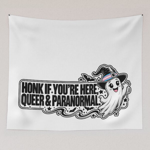 Item preview, BUMPS IN THE ROAD COLLECTION - ⭐ HALLOWEEN EDITION ⭐ - HONK IF YOU’RE HERE, QUEER & PARANORMAL. - TRANS PRIDE designed and sold by WheelieGdArt.